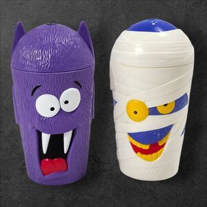 1998 Sonic Dr Pepper Halloween Monster Cups Vampire & Mummy Promo Lot Purple